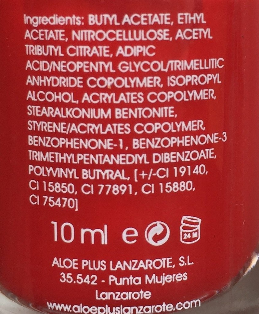 Teguise INCI - Inhaltsstoffe des roten Nagellacks